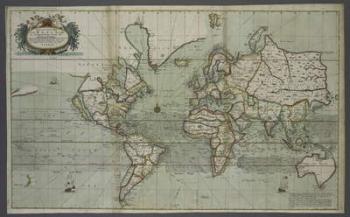 A new and correct map of the world from an atlas of the sea, 1707 (hand coloured print) | Obraz na stenu