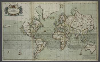 A new and correct map of the world from an atlas of the sea, 1707 (hand coloured print) | Obraz na stenu