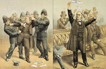 The Oaths Bill Passed by a Hundred Votes, from 'St. Stephen's Review Presentation Cartoon', 24 March 1888 (colour litho) | Obraz na stenu