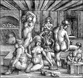 The Women's Bath (pen & ink on paper) | Obraz na stenu