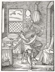 The Instrument Maker's Workshop, c.1570 (engraving) (b/w photo) | Obraz na stenu