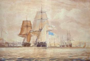 HMS 'Shannon' leading the 'Chesapeake' into Halifax Harbour, 1813 (w/c) | Obraz na stenu