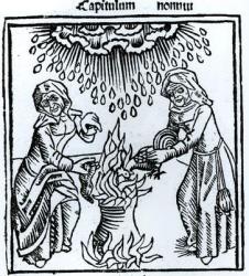 Witches Making a Spell, 1489 (engraving) (b&w photo) | Obraz na stenu