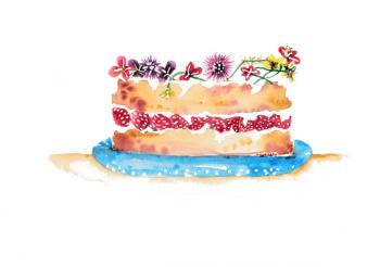 Summer Cake, Food Illustration Series, 2017, (watercolour) | Obraz na stenu