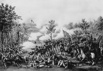 The Death of General James B. Mcpherson at The Battle of Atlanta, July 22nd, 1864, pub. by Kurz & Allison, Chicago, 1888 (engraving) (b/w photo) | Obraz na stenu