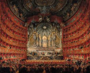 Concert given by Cardinal de La Rochefoucauld at the Argentina Theatre in Rome, on the Marriage of Louis the Dauphin (1729-65) son of Louis XV, to Marie-Josephe of Saxony (1731-67), 1747 (oil on canvas) | Obraz na stenu