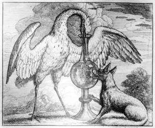 The Fox and the Stork, illustration to 'Aesop's Fables', 1666 (etching) | Obraz na stenu