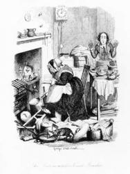 The Sentimental-Novel Reader, illustration from 'The Greatest Plague of Life, or the Adventures of a Lady in Search of a Good Servant' by Augustus and Henry Mayhew, published 1847 (engraving) | Obraz na stenu