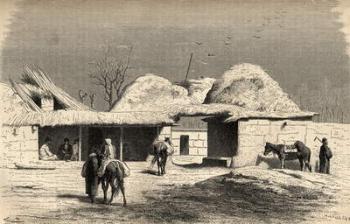 A caravanserai in Tashkent, Uzbekistan, illustration from 'The World in the Hands', engraved by Charles Laplante (d.1903), published 1878 (engraving) | Obraz na stenu