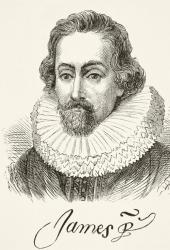 King James I of England, from 'The National and Domestic History of England' by William Hickman Smith Aubrey (1858-1916) published London, c.1890 (litho) | Obraz na stenu