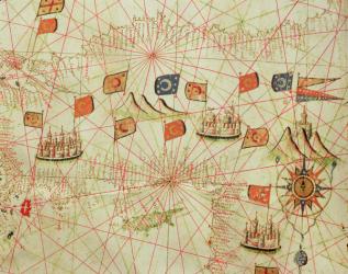 The Coast of Turkey and Cyprus, from a nautical atlas of the Mediterranean and Middle East (ink on vellum) | Obraz na stenu