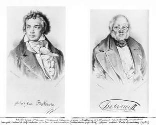 Ludwig van Beethoven (1770-1827) and Francois-Antoine Habeneck (1781-1849) (litho) (b/w photo) | Obraz na stenu