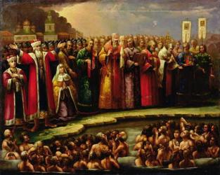 The Baptism of the Murom people by Yaroslav of Murom in 1097 (oil on canvas) | Obraz na stenu