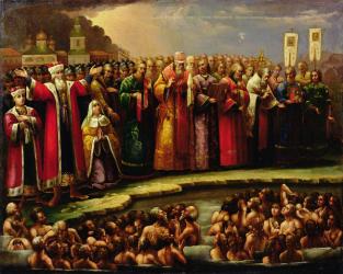 The Baptism of the Murom people by Yaroslav of Murom in 1097 (oil on canvas) | Obraz na stenu