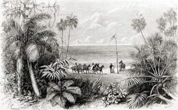 Planting the Flag on the Shores of the Indian Ocean (engraving) (b/w photo) | Obraz na stenu