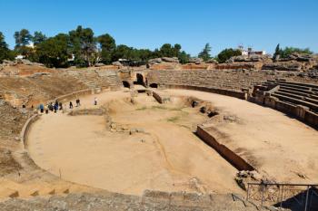 Merida, Badajoz Province, Spain. The first century BC Roman amphitheatre. | Obraz na stenu