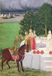 A Prince begging water from women at a well, Mughal, c.1720 (gouache on paper) | Obraz na stenu