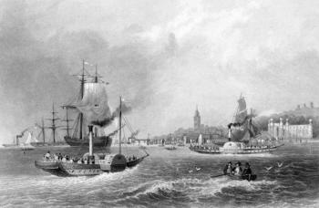 Gravesend, engraved by H. Adlard, published in 'Finden's Ports and Harbours', 1842 (engraving) | Obraz na stenu