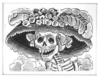 'La Calavera de la Catrina', 1913 (zinc etching) (b/w photo) | Obraz na stenu