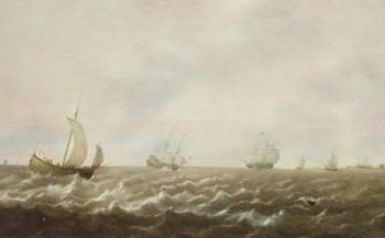 Dutch men-o'-war and other ships off the coast, 17th century | Obraz na stenu
