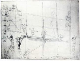 Putting up Scaffolding outside Craig's House, Francis Street, London, 1841 (pencil on paper) | Obraz na stenu