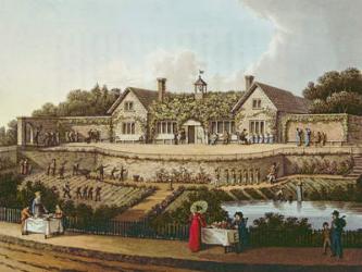The Work House, illustration from 'Fragments on the Theory and Practice of Landscape Gardening' by Humphry Repton, published 1816 (colour litho) | Obraz na stenu