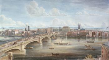 Another View of New London Bridge, showing the West Front, looking towards Southwark, and giving a distant View of Surrey, 1838 (w/c on paper) | Obraz na stenu