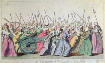 'A Versailles, A Versailles' March of the Women on Versailles, Paris, 5th October 1789 (coloured engraving) (see 127501 & 154733) | Obraz na stenu