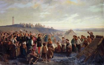 Napoleon III visiting the slate quarries of Angers, 1856 (oil on canvas) | Obraz na stenu