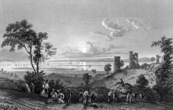 Hadleigh Castle, Essex, looking towards Sheerness, engraved by William Watkins, 1835 (engraving) | Obraz na stenu