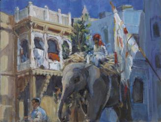 Elephant in Jodhpur, 2013, (oil on board) | Obraz na stenu
