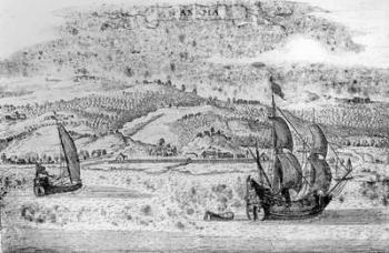 View of Panama (engraving) (b/w photo) | Obraz na stenu