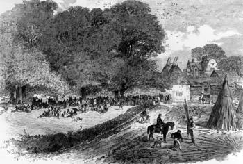 In the Kent hop-fields, waiting to be paid, 1867 (engraving) | Obraz na stenu
