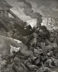 Godfrey (c.1060-1100) enters Jerusalem, illustration from 'Bibliotheque des Croisades' by J-F. Michaud, 1877 (litho) | Obraz na stenu