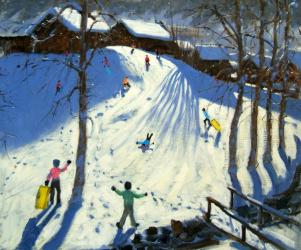 The footbridge, Morzine (oil on canvas) | Obraz na stenu