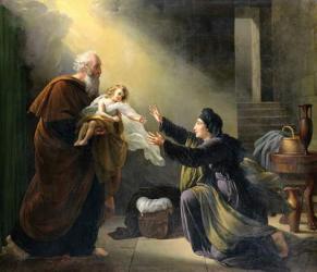 Elijah Resuscitating the Son of the Widow of Sarepta (oil on canvas) | Obraz na stenu