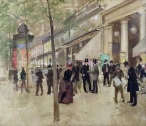 The Boulevard Montmartre and the Theatre des Varietes, c.1886 (oil on canvas) | Obraz na stenu