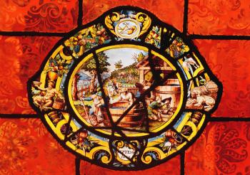 Window depicting September, from Montigny (stained glass) | Obraz na stenu