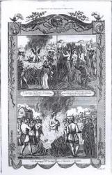 Men and women burned at the stake in 1557, from an edition of 'Acts and Monuments' by John Foxe (1516-87) (engraving) | Obraz na stenu
