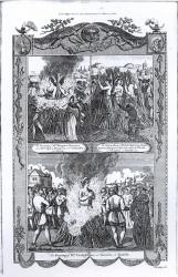 Men and women burned at the stake in 1557, from an edition of 'Acts and Monuments' by John Foxe (1516-87) (engraving) | Obraz na stenu