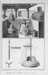 Casting bells, illustration from the 'Encyclopedia' by Denis Diderot (1713-84) 1751-72 (engraving) (b/w photo) | Obraz na stenu