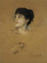 Portrait of Marcella Sembrich, 1891 (pastel on cardboard) | Obraz na stenu