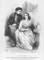Eve and David Sechard, illustration from 'Les Illusions perdues' by Honore de Balzac, published by Editions Furne, 1842 (engraving) (b/w photo) | Obraz na stenu