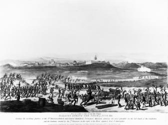 Badajos During the Siege of June 1811, engraved by Charles Turner, 1812 (engraving) (b&w photo) | Obraz na stenu