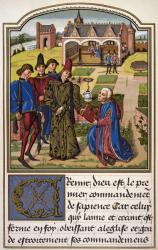 Georges Chastellain offers his book to Charles, Duke of Burgundy, from 'Science and Literature in the Middle Ages' by Paul Lacroix (1806-84) published London 1878 (colour litho) | Obraz na stenu
