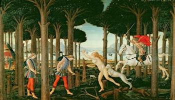 Nastagio's Vision of the Ghostly Pursuit in the Forest: Scene I of The Story of Nastagio degli Onesti, c.1483 (tempera on panel) | Obraz na stenu