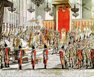 The Coronation of Leopold II (1747-92) at Bratislava in 1790 (coloured engraving) | Obraz na stenu