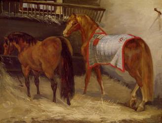 Horses in the Stables (oil on canvas) | Obraz na stenu