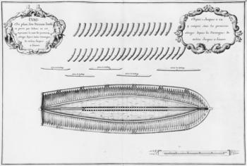 Plan of a vessel partly lined from the inside, illustration from the 'Atlas de Colbert', plate 10 (pencil & w/c on paper) (b/w photo) | Obraz na stenu