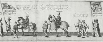 Yeomen ushers in the funeral cortege of Sir Philip Sidney on the way to St. Paul's Cathedral, 1587 (engraving) | Obraz na stenu